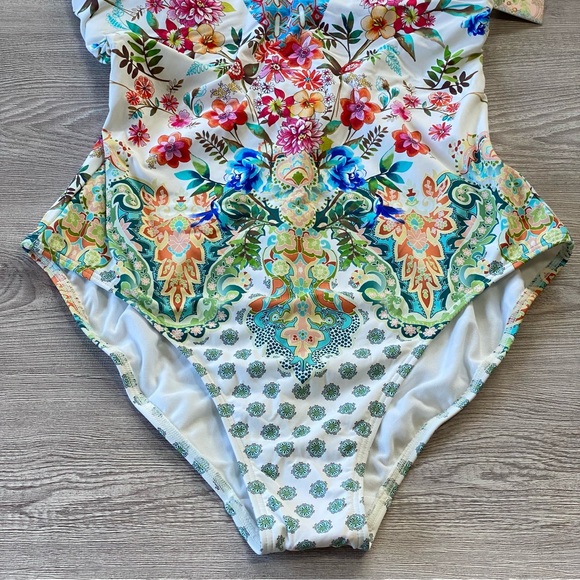 NWT Johnny Was Dreamer V-Neck One-Piece Swimsuit Size XL - Picture 4 of 11